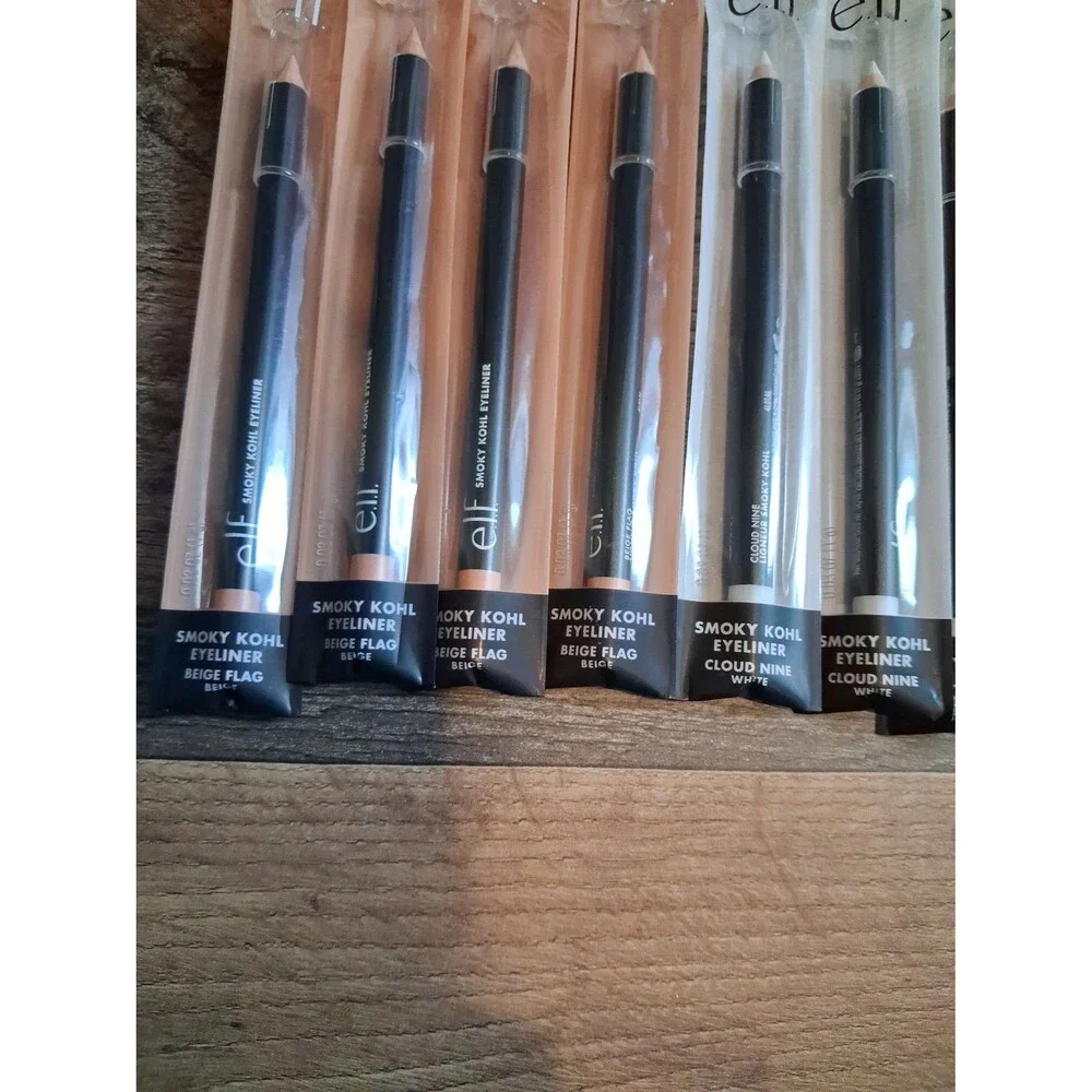 ELF Cosmetics Eyeliner Smoky Kohl Cloud Nine White Beige Flag bundle